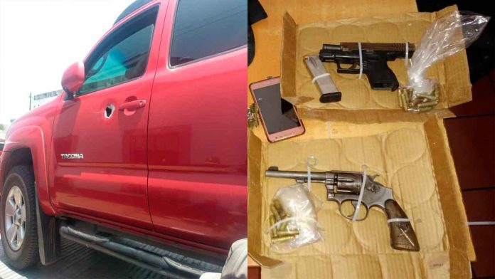 Durante persecución, detiene SSP a dos en posesión de armas de fuego y vehículo con reporte de robo