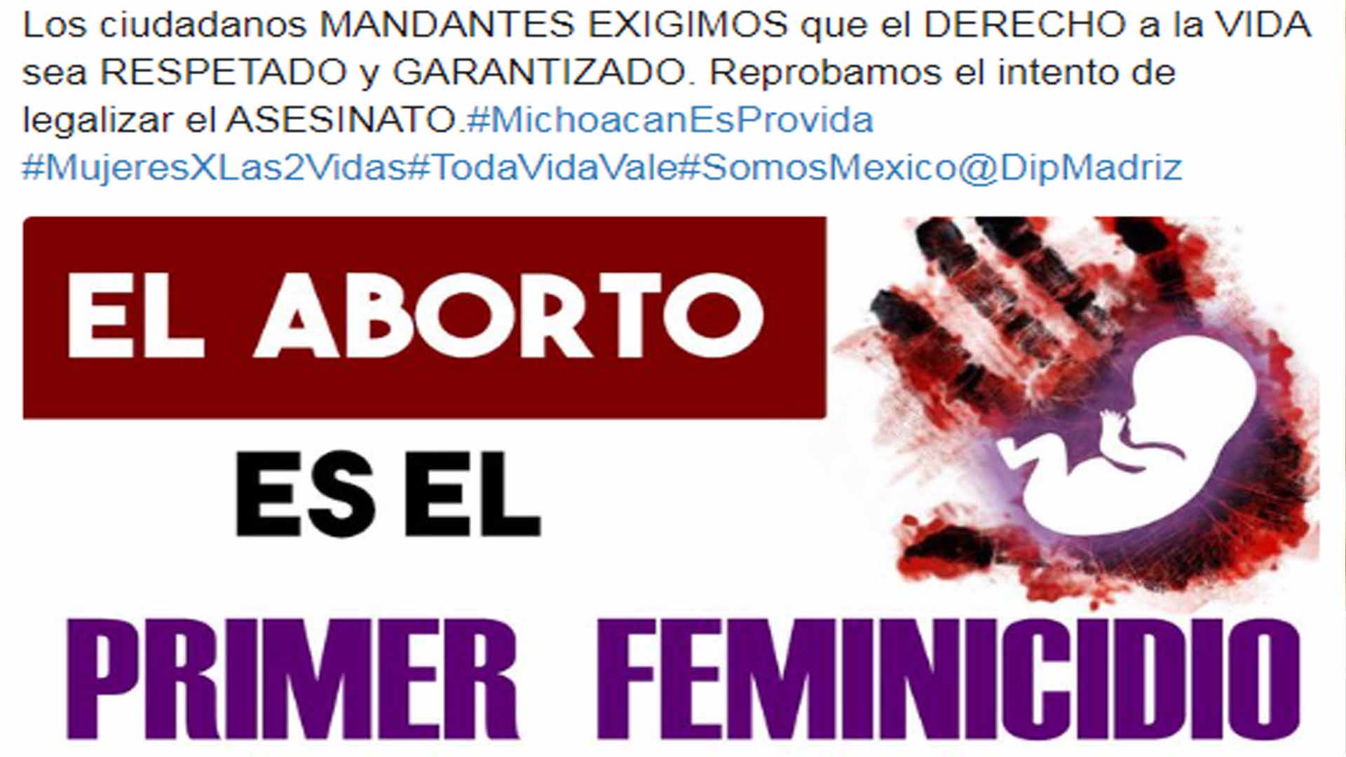 Exigen no legalizar el aborto en Michoacán Exigen no legalizar el aborto en Michoacán