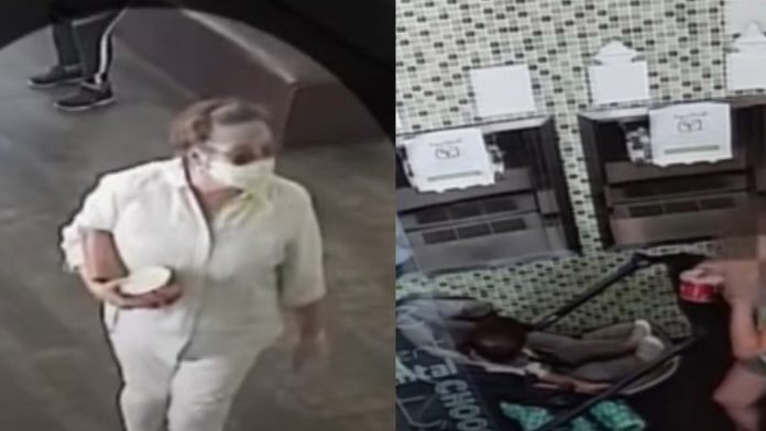 Video: Mujer se quita cubrebocas para toserle en la cara a bebé hispano