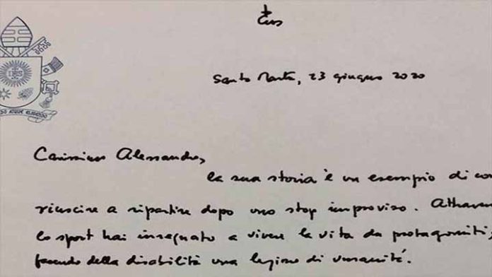 El papa Francisco escribe una carta a Zanardi