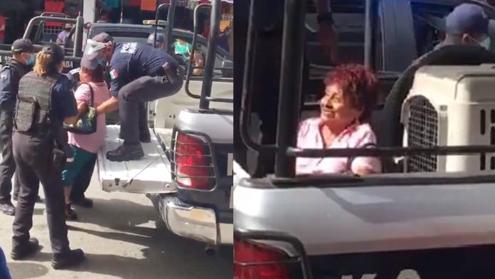 Abuelita se quita el cubrebocas para tomar agua y policías se la llevan, “Que bueno que me llevan pen…”