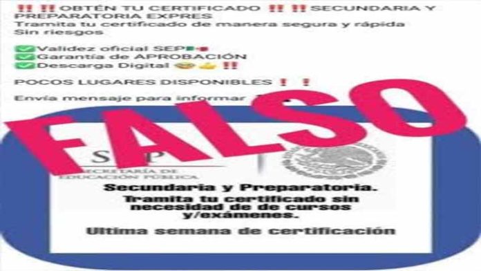 Alertan sobre venta de certificados de secundaria y bachillerato falsos