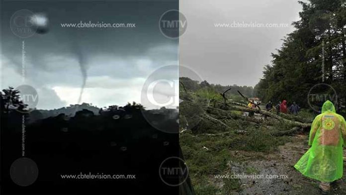 Tornado de agua afecta viviendas y caminos de Charapan
