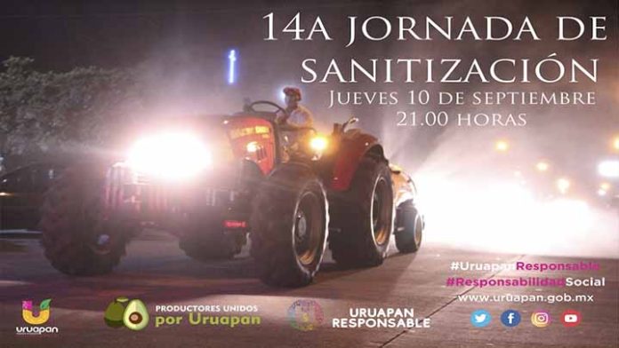 Décima cuarta jornada de limpieza y desinfección en Uruapan