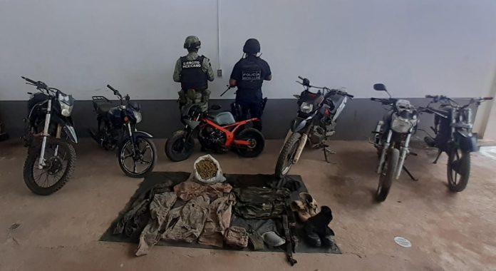 Aseguran SSP y Sedena 4 kilos de marihuana y 6 vehículos