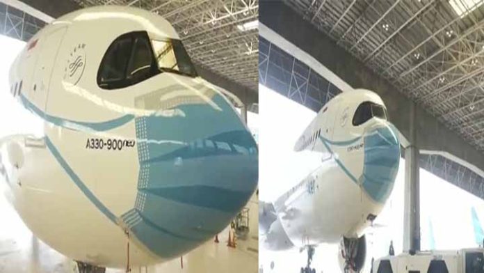 Línea aérea le pone cubrebocas a sus aviones para hacer conciencia
