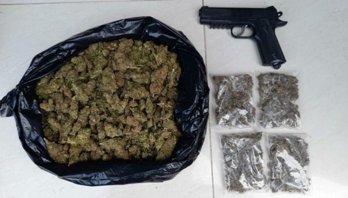 Detiene SSP a uno en posesión de marihuana y una réplica de arma de fuego