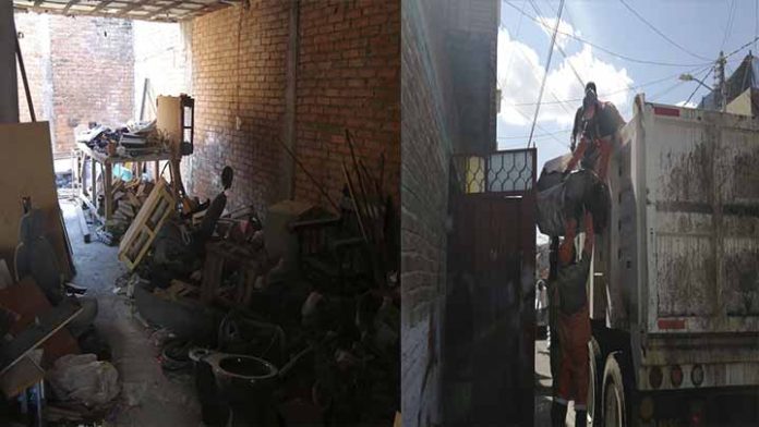 Desde hace 10 años vecino de la colonia Guayangareo acumulaba basura al interior de su taller