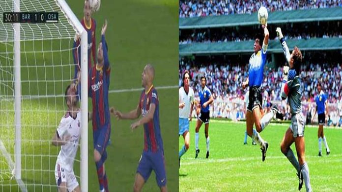Messi revive “la mano de Dios” en partido contra el Osasuna