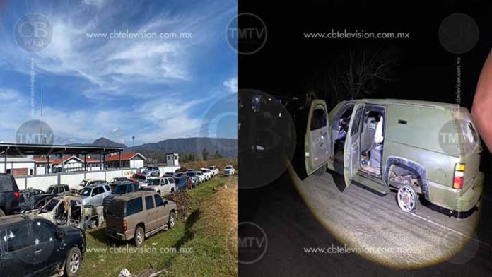 Sicarios intentan recuperar 40 camionetas aseguradas en Tocumbo
