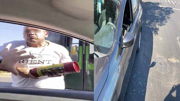 Chofer de transporte público agrede a automovilista por reclamarle por tirar basura