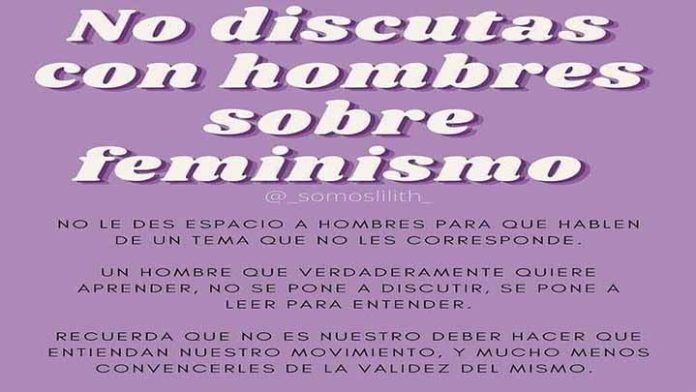 “No discutas con hombres sobre feminismo”: circula imagen en redes sociales