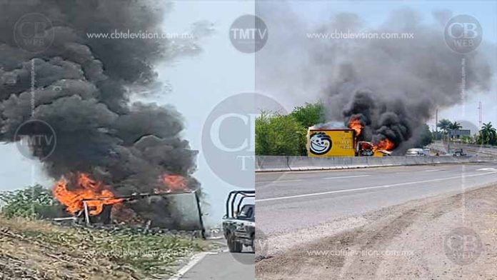 Incendian vehículos en la Cuatro Caminos-Apatzingán