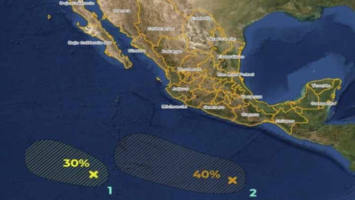 Mantienen bajo vigilancia 2 zonas de inestabilidad con potencial ciclónico en el Pacífico mexicano