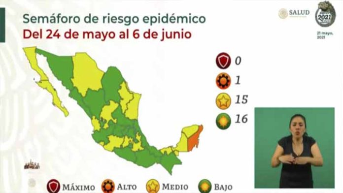 A partir del lunes 16 estados estarán en semáforo epidemiológico verde