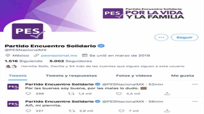 Hackean redes sociales del Partido Encuentro Solidario (PES)
