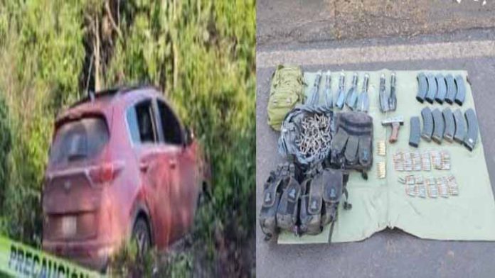 Aseguran GN cartuchos, artefactos explosivos y cargadores, en Tangamandapio