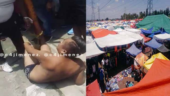Golpean a presunto extorsionador que pedía dinero a mujeres comerciantes