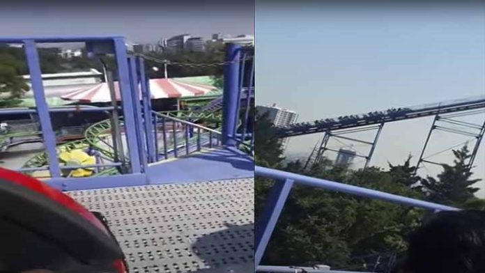 Transmiten en vivo momento en que se quedan atorados en juegos de Six Flags