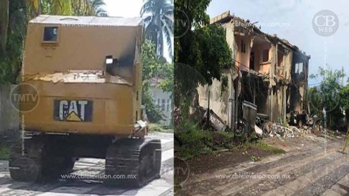 Ponen blindaje a maquinaria pesada para destruir casas en Aquila