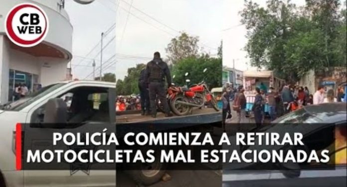 Policía retira motocicletas mal estacionadas