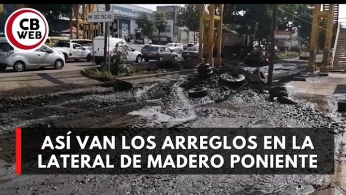 Así van los arreglos en la lateral de Madero Poniente, a la altura de Niño Artillero