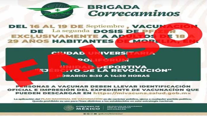 Alertan sobre falsa convocatoria para vacunación en Morelia