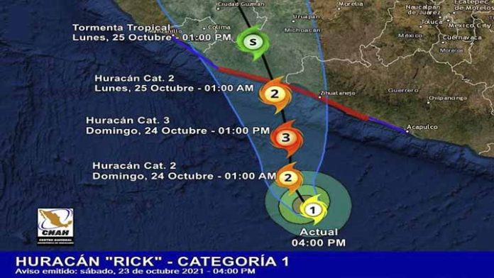 Rick, se dirige a costas michoacanas, prevén lluvias en las próximas horas