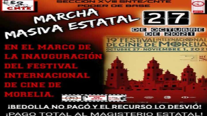 Poder de Base prepara marcha en el marco de la inauguración del Festival Internacional del Cine de Morelia