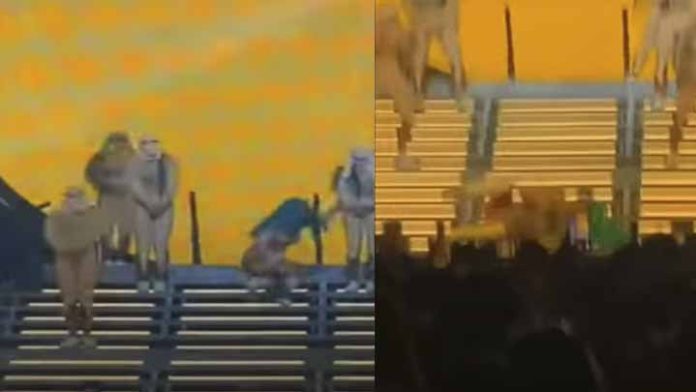Karol G sufre tremenda caída y rueda por las escaleras durante concierto