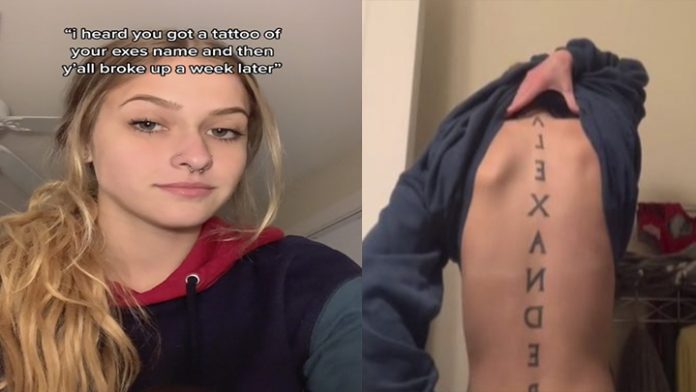 Joven se tatuó el nombre de su novio en la espalda y una semana después se separó de él