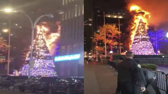 ¡Llegó el Grinch! le prenden fuego a famoso árbol de Navidad