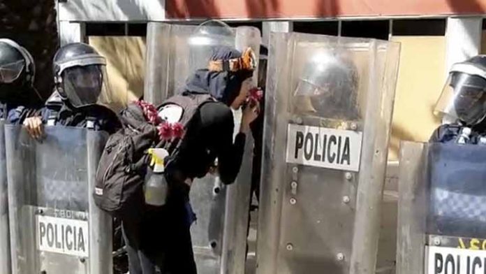 No todo fueron destrozos feministas ofrecen flores a policías