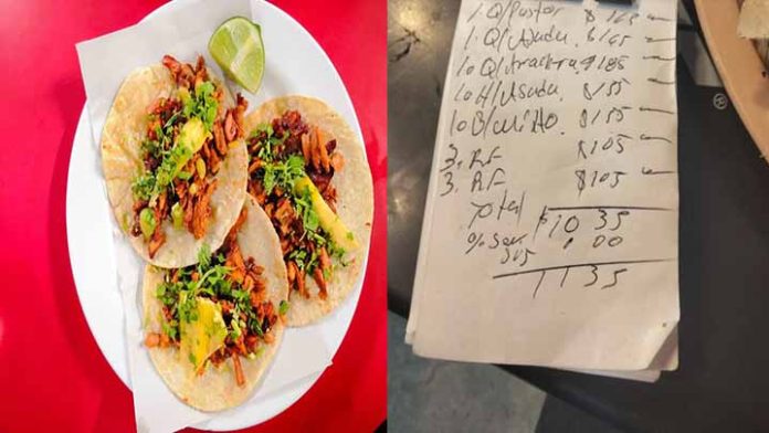 Va por tacos y termina pagando más de mil pesos por su cuenta
