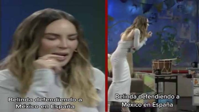Belinda imita a españoles en película nopor, durante programa en vivo