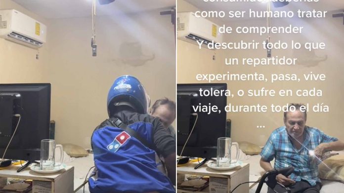 Adulto mayor solicita una pizza solo para que el repartidor lo ayude a subir a la cama
