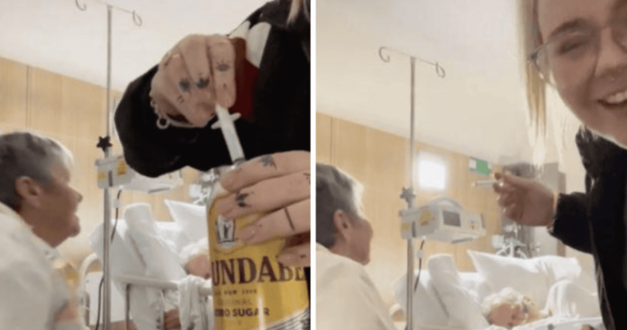 Joven le lleva ron al hospital a su papá