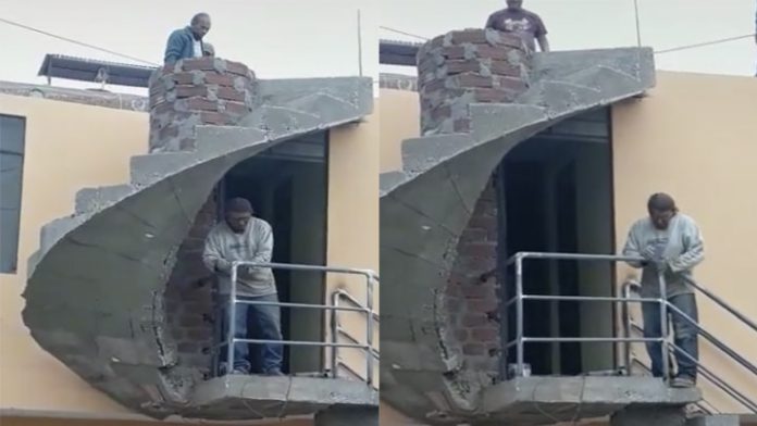 Viral : Albañiles colocan escalera sin salida