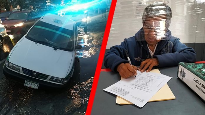 Abuelito taxista que cayó en megabache, fue auxiliado por Tránsito Estatal