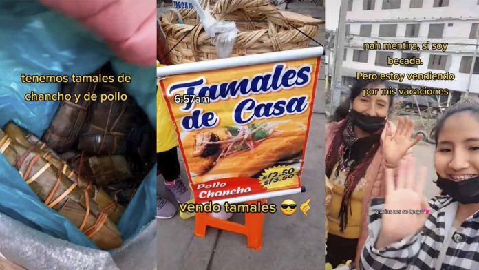 Joven ayuda a su mamá a vender tamales para pagar su universidad