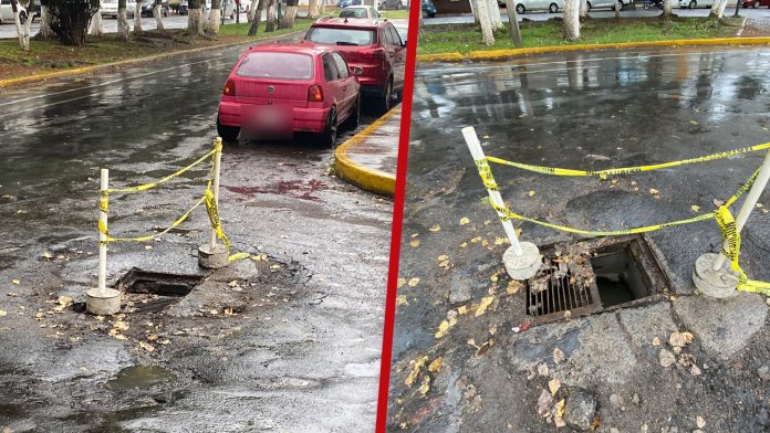 Por robo de alcantarilla, vehículos ya no puedes transitar en la Chapultepec Sur