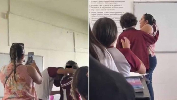 Alumna golpea a un compañero y a profesora en el salón de clases