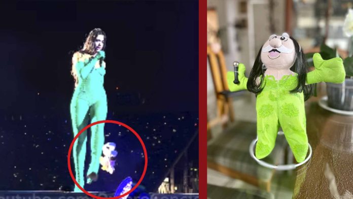 Critican a Dua Lipa por patear peluche del Dr. Simi en concierto en México