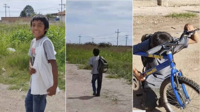 Le regalan mochila y bicicleta a niño que caminaba 30 minutos para ir a la escuela