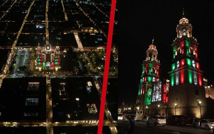 Morelia se enciende con espectacular iluminación de fiestas patrias en plazas y avenidas