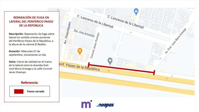 ¡PRECAUCIÓN! Por fuga, habrá cierre en lateral de Libramiento