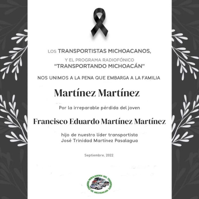 Transportistas de Michoacán expresan condolencias a familia de Pasalagua
