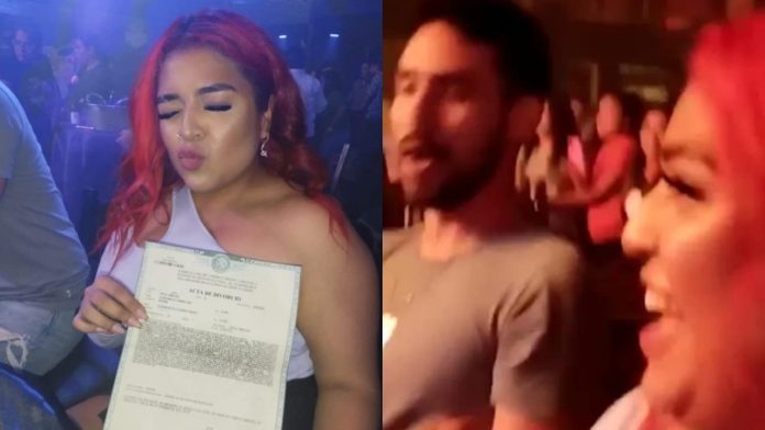 mujer festeja en antro divorcio