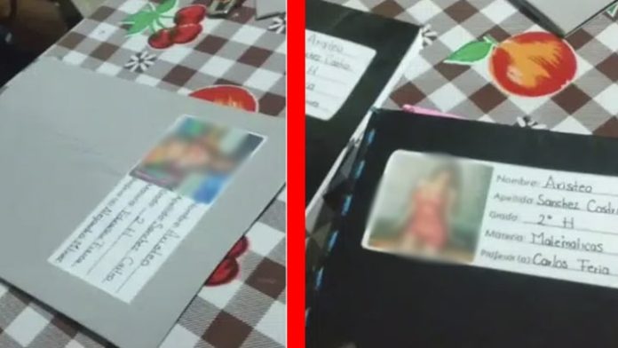 Alumno forra sus cuadernos con fotos de Karely Ruiz