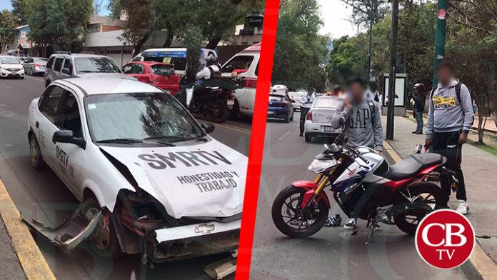 Motocicleta se estampa con auto del SMRTV afuera de Finanzas
